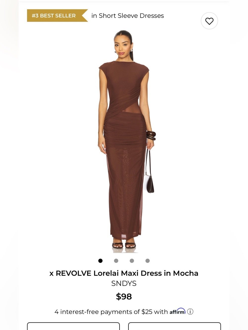SNDYS Lorelai Maxi Dress in Mocha Sz M